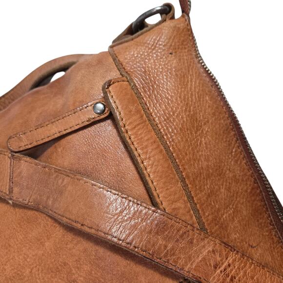 Vilenca Leather Bag Brown Woven Leather Adjustable Shoulder Curved Braided - Picture 11 of 16